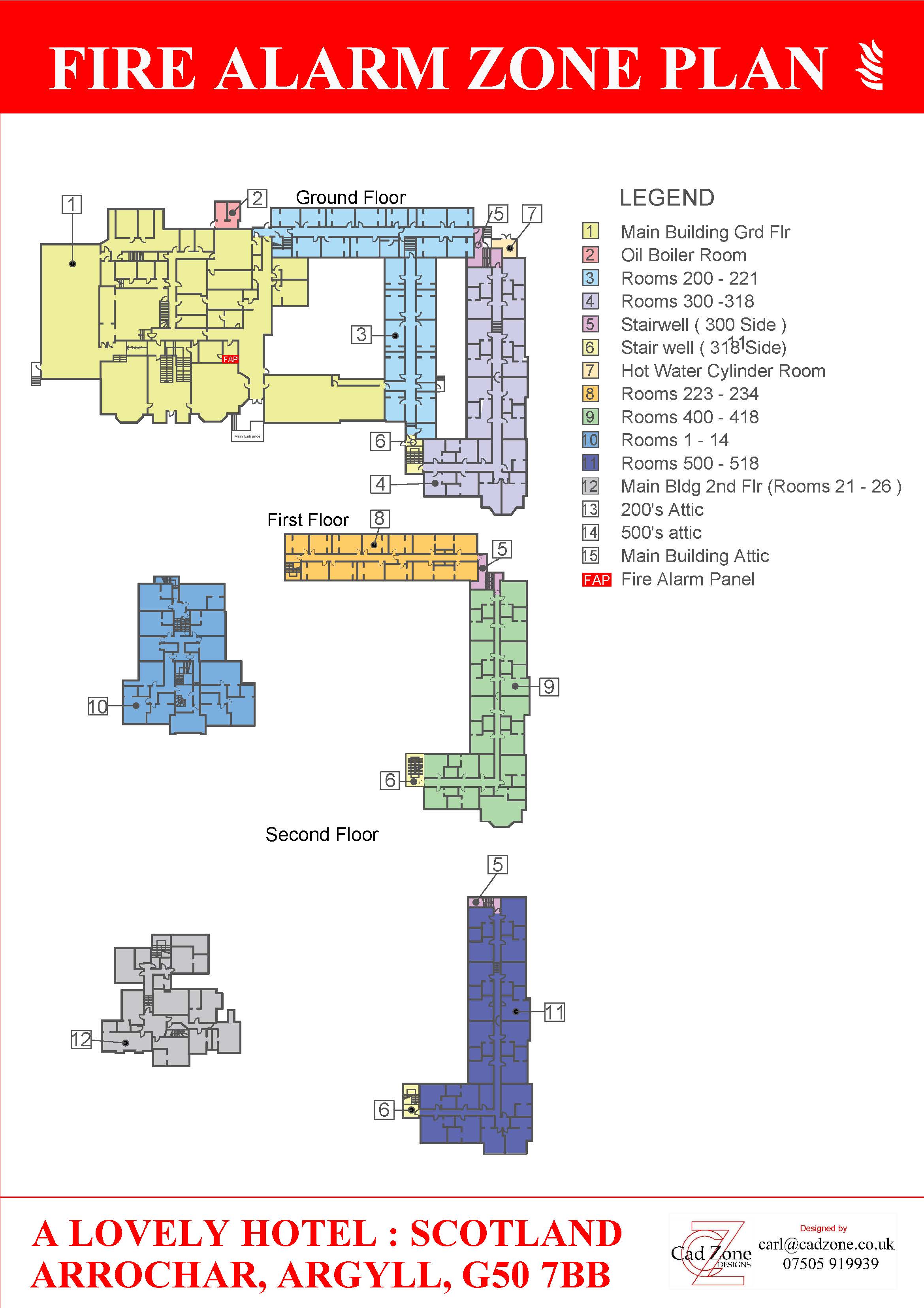 Fire Alarm Zone Plan Example - BS5839-1:2025 Compliant